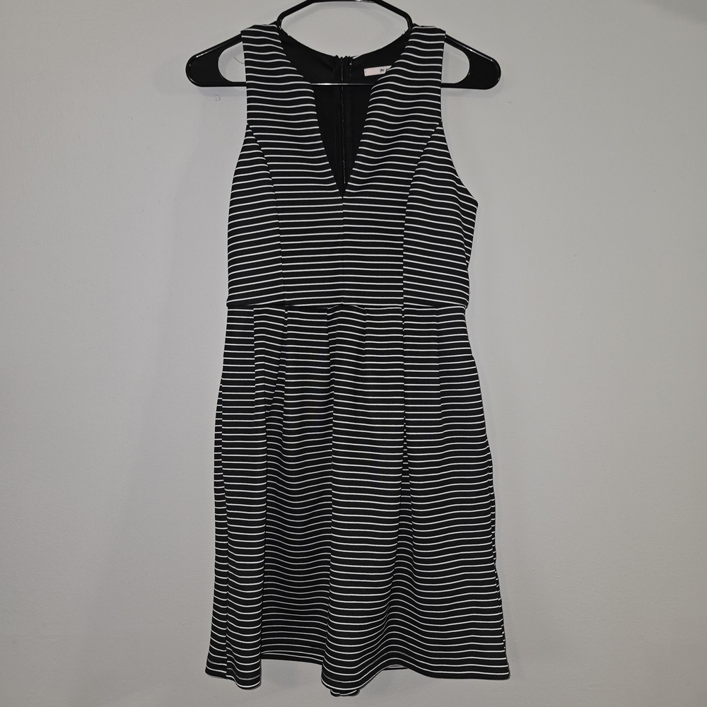 🌟 Mi Ami - Black and White Striped Mini Dress